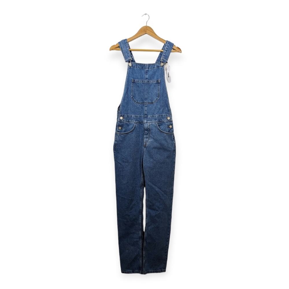 NWT ASOS Design Mid Blue Denim Straight Leg Overalls Size XXS